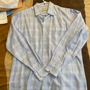 Tommy Bahama Mens Gingham Blue Check Dress Shirt XL 16” 34/35”